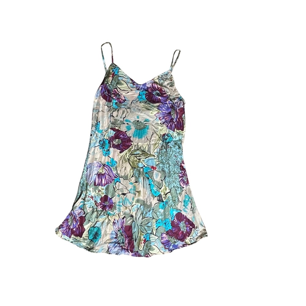 Partners Floral Slip Dress Women's Size M Spaghetti Strap Silk